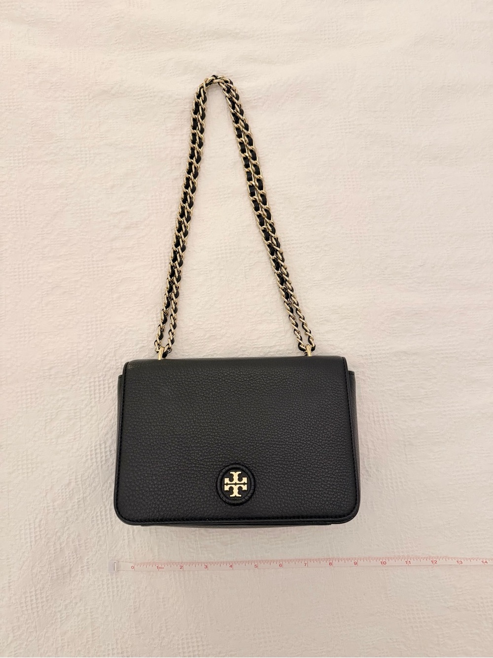 Tory Burch Black Pebbled Leather Convertible Chain Shoulder Bag